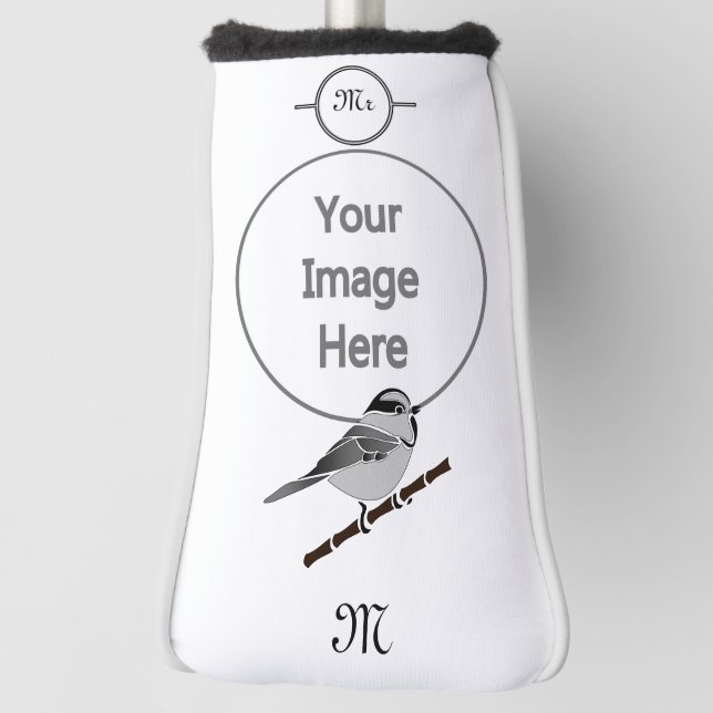 Adorable Mountain Chickadee Bird Illustrated Golf Head Cover (Rotate 90)