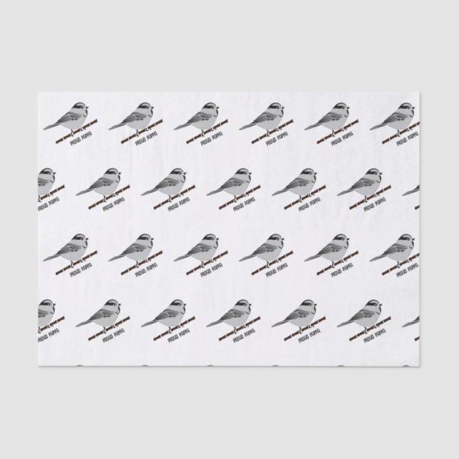 Adorable Mountain Chickadee Bird Illustrated Tissue Paper (Front)