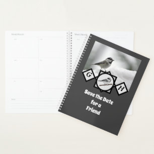 Adorable Mountain Chickadee Monogram Photo Planner