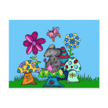 Adorable Mouse Amongst the Mushrooms