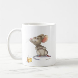 Adorable Mouse and Cheese Cartoon Coffee Mug
