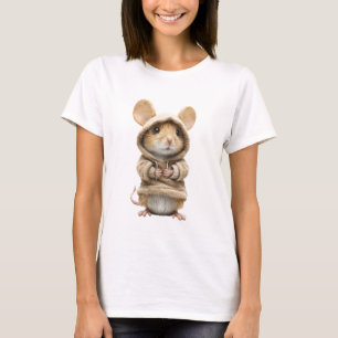 Adorable Mouse in a Cosy Hoodie Illustration T-Shirt