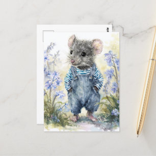 Adorable Mouse in Denim Postcard