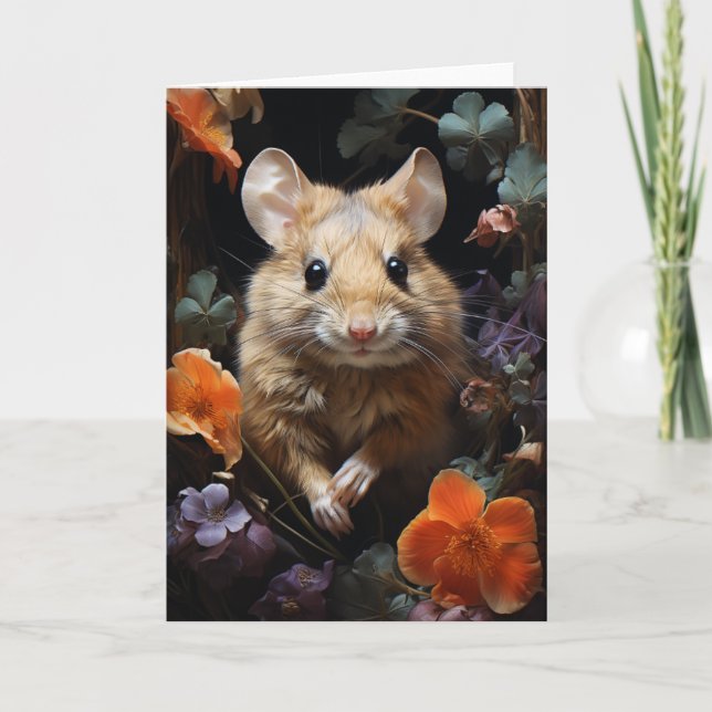 Adorable Mouse in the Flowers All Occasions  Card (Front)