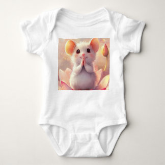 Adorable Mouse on Lotus - Baby Bodysuit