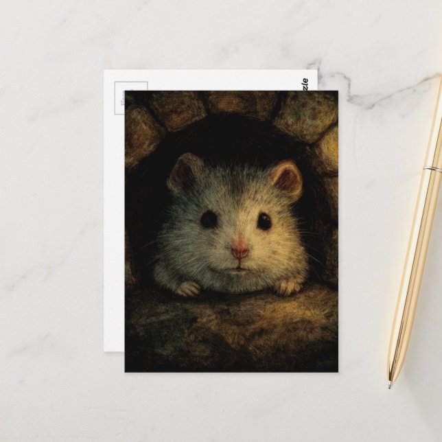 Adorable Mouse Postcard (Front/Back In Situ)