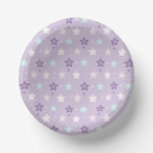Adorable Multicolor Pastel Purple Star Paper Plate