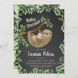 Adorable Mum and Baby Sloth Baby Shower Invitation