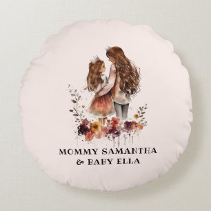 Adorable Mum and Daughter Bond (10) Round Cushion