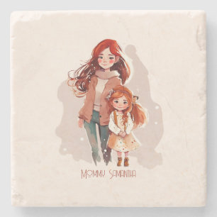 Adorable Mum and Daughter Bond (12) Stone Coaster