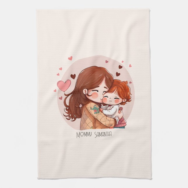 Adorable Mum and Daughter Bond (14) Tea Towel (Vertical)