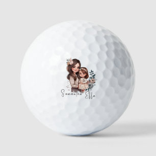 Adorable Mum and Daughter Bond (3) Golf Balls