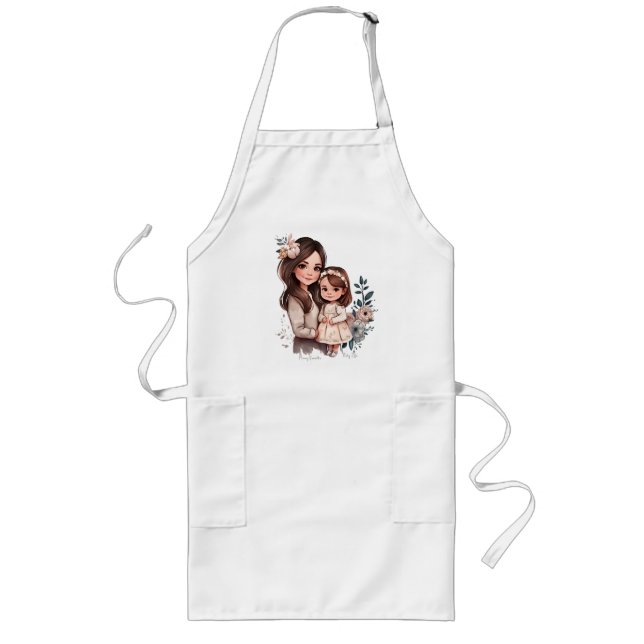 Adorable Mum and Daughter Bond (3) Long Apron (Front)