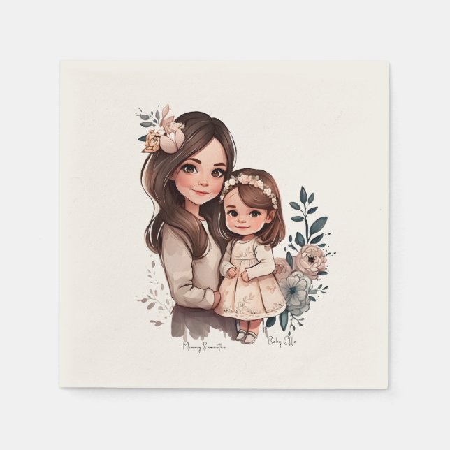 Adorable Mum and Daughter Bond (3) Napkin (Front)