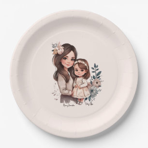 Adorable Mum and Daughter Bond (3) Paper Plate