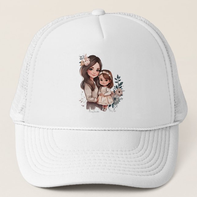 Adorable Mum and Daughter Bond (3) Trucker Hat (Front)