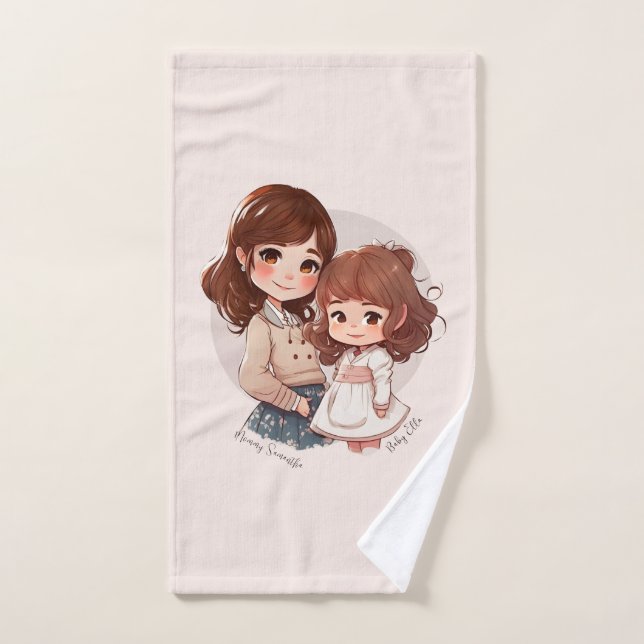 Adorable Mum and Daughter Bond (4) Bath Towel Set (Hand Towel)