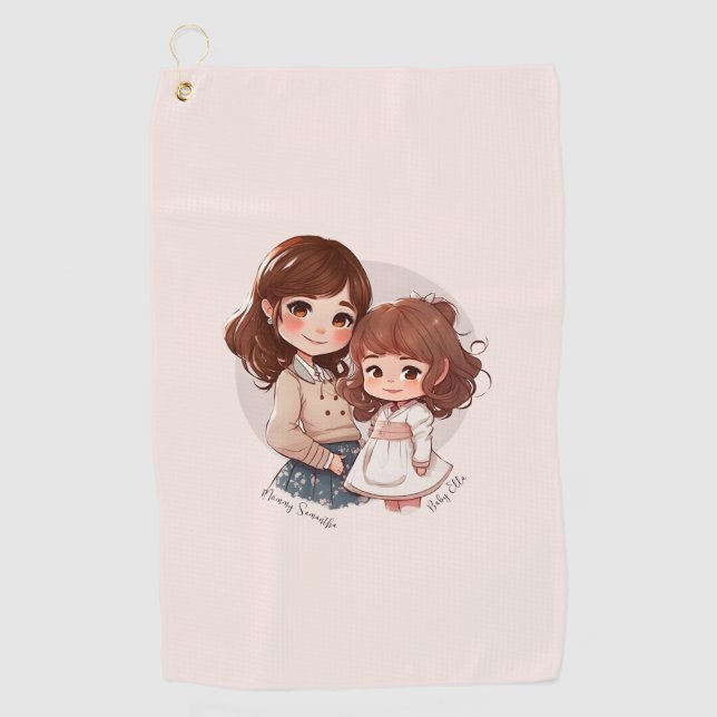 Adorable Mum and Daughter Bond (4) Golf Towel (Front)