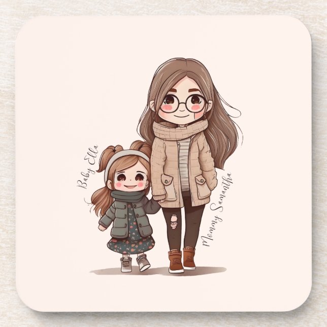 Adorable Mum and Daughter Bond (5) Coaster (Front)