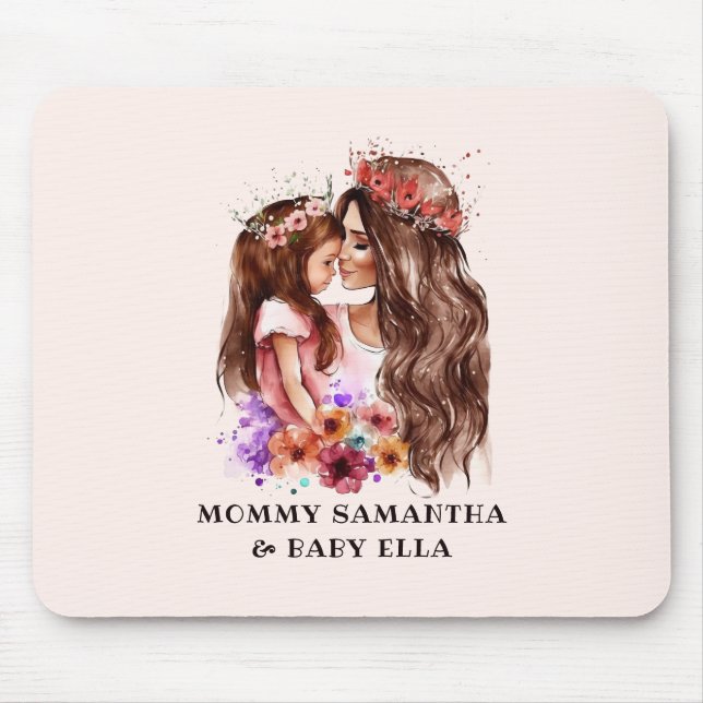 Adorable Mum and Daughter Bond (6) Mouse Pad (Front)