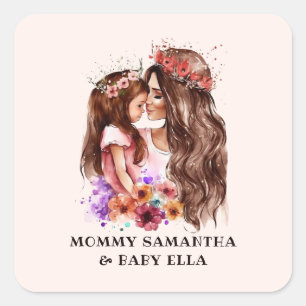Adorable Mum and Daughter Bond (6) Square Sticker