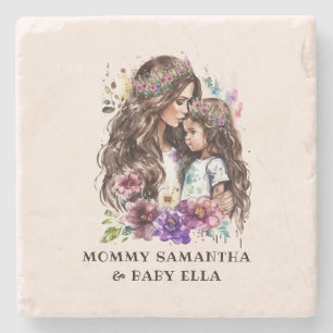 Adorable Mum and Daughter Bond (7) Stone Coaster