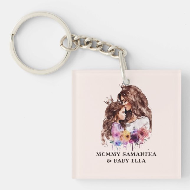 Adorable Mum and Daughter Bond (8) Key Ring (Front)