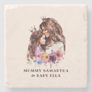 Adorable Mum and Daughter Bond (8) Stone Coaster