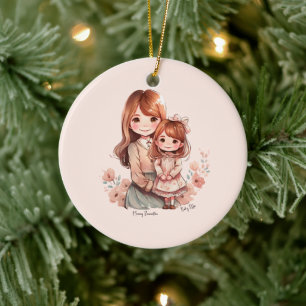 Adorable Mum and Daughter Bond Ceramic Ornament