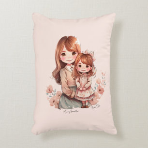 Adorable Mum and Daughter Bond Decorative Cushion