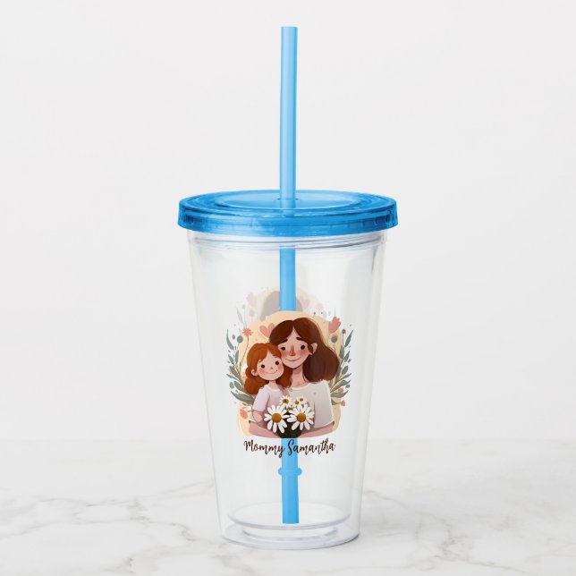 Adorable Mum and Daughter Bond - Floral Frame (2) Acrylic Tumbler (Front)