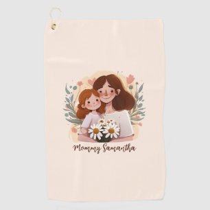 Adorable Mum and Daughter Bond - Floral Frame (2) Golf Towel