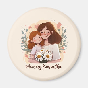 Adorable Mum and Daughter Bond - Floral Frame (2) Magnet
