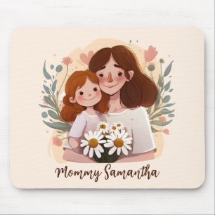Adorable Mum and Daughter Bond - Floral Frame (2) Mouse Pad