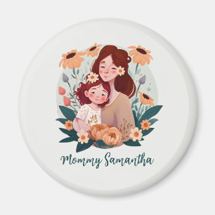 Adorable Mum and Daughter Bond - Floral Frame (3) Magnet