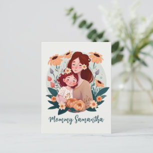Adorable Mum and Daughter Bond - Floral Frame (3) Postcard