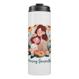 Adorable Mum and Daughter Bond - Floral Frame (3) Thermal Tumbler