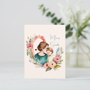 Adorable Mum and Daughter Bond - Floral Frame (4) Postcard