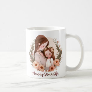 Adorable Mum and Daughter Bond - Floral Frame Coffee Mug
