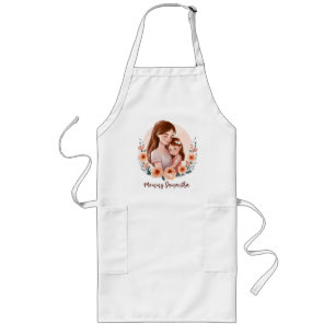 Adorable Mum and Daughter Bond - Floral Frame Long Apron