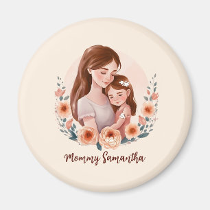 Adorable Mum and Daughter Bond - Floral Frame Magnet