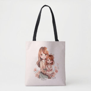 Adorable Mum and Daughter Bond Tote Bag