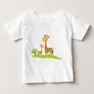Adorable Mum & Baby Giraffe Green & Yellow Baby T-Shirt
