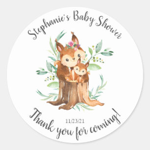 Adorable Mum & Baby Squirrel Baby Shower Favour Classic Round Sticker