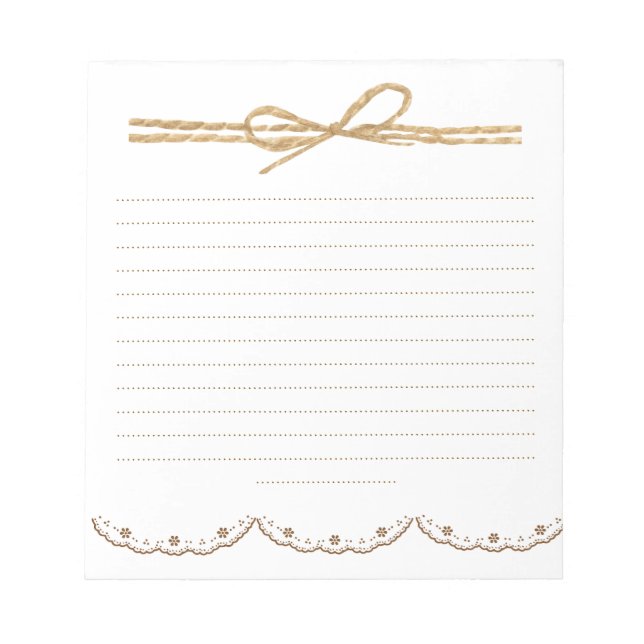 Adorable natural background with lace brown white notepad (Front)