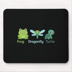 Adorable Nature Frog Dragonfly Turtle Design Mouse Pad