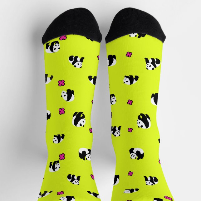 Adorable neon yellow panda  socks (Top)