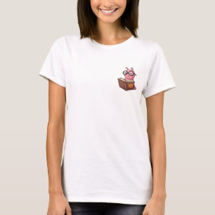Adorable Nerdy Pink Bookworm Reading T-Shirt