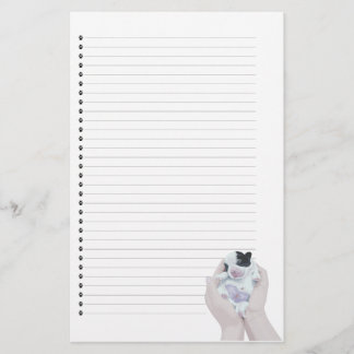 Adorable Newborn Puppy Dog Lined Stationery