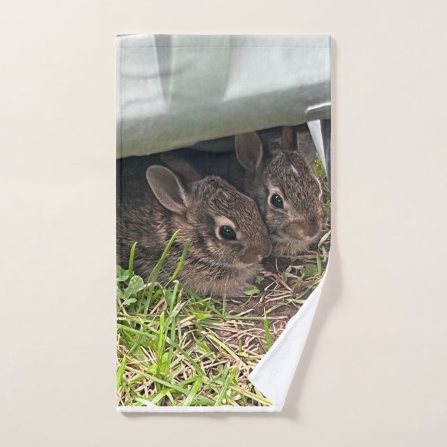 Adorable newly born bunnies hand towel (Hand Towel)